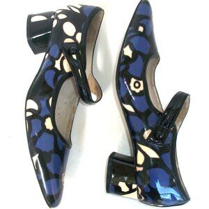 Clarks V&A Collection Limited Ed. Print Patent Low-Heel Mary Jane Pumps READ!
